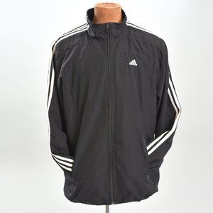 ADIDAS BLACK WHITE WINDBREAKER JACKET LARGE